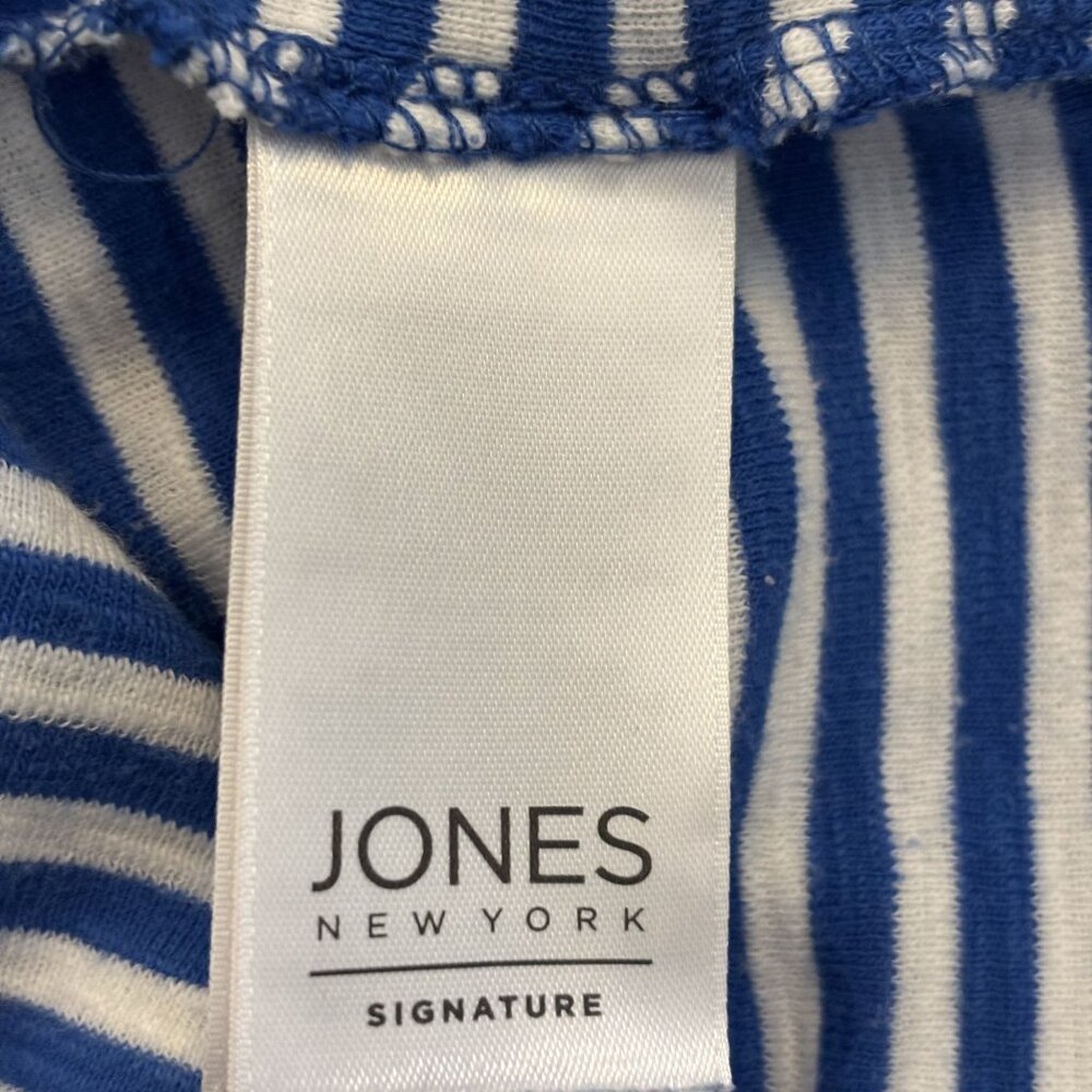 Jones New York Blue & White Striped Cowl Neck Long Sleeve Top M - Picture 5 of 8